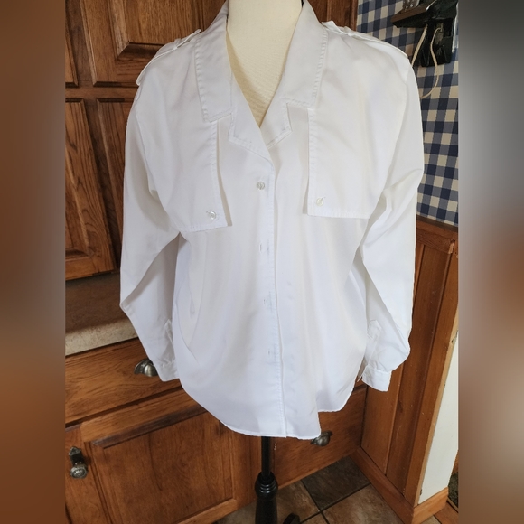 Diane Von Furstenberg White Utility Long Sleeve Blouse Size 12 - Picture 3 of 8